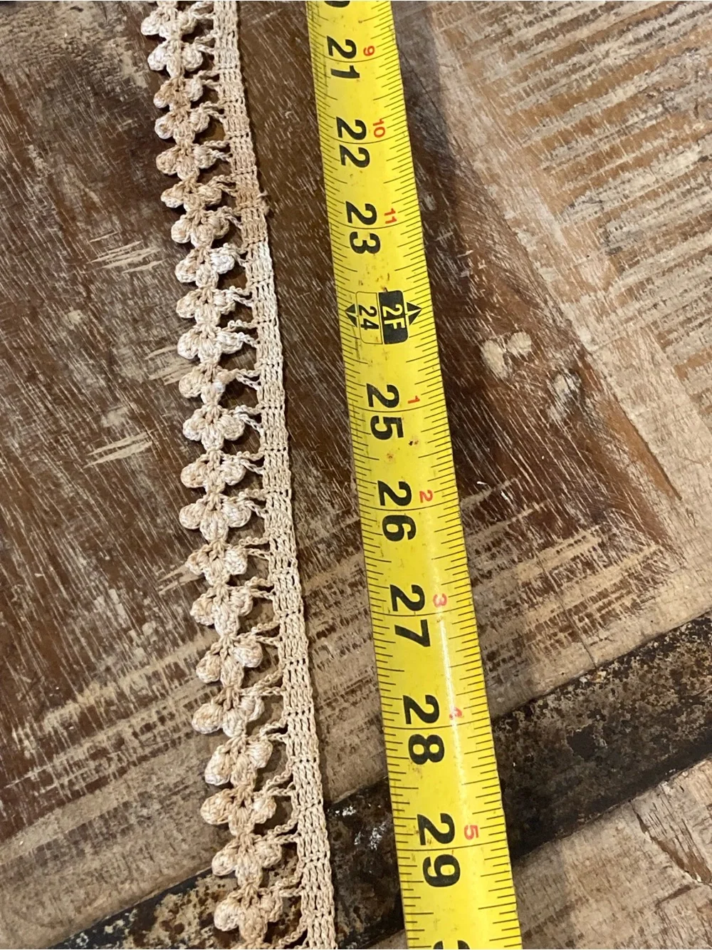 Vintage Crochet Trim Lace - Beige & Brown 39”